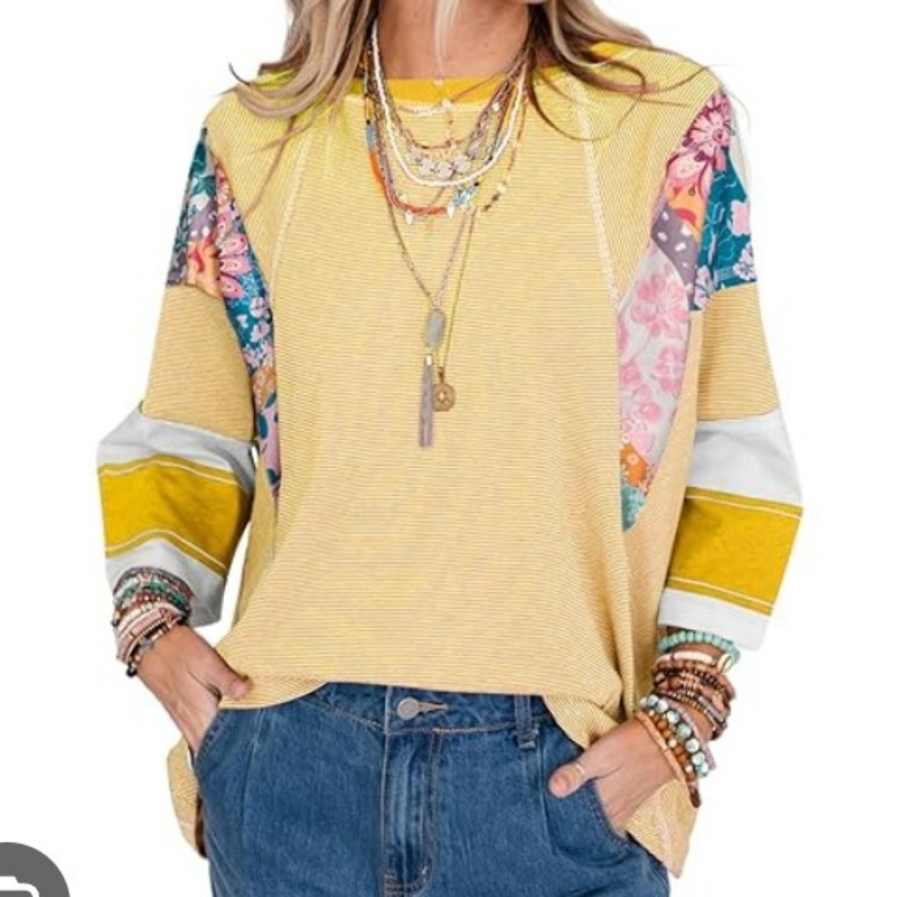 Floral Patchwork Yellow Top